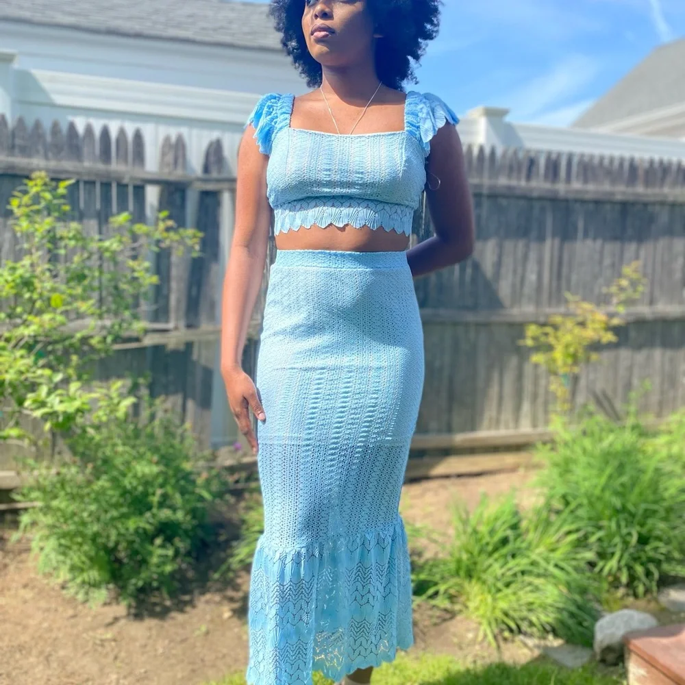 Blue Lace Skirt Set - Picture 6 of 7